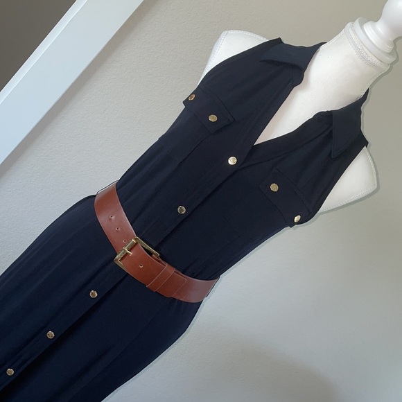 TRADE with Jennifer Michael Michael Kors Sleeveless Maxi Dress Dark Blue Size S - Picture 4 of 13